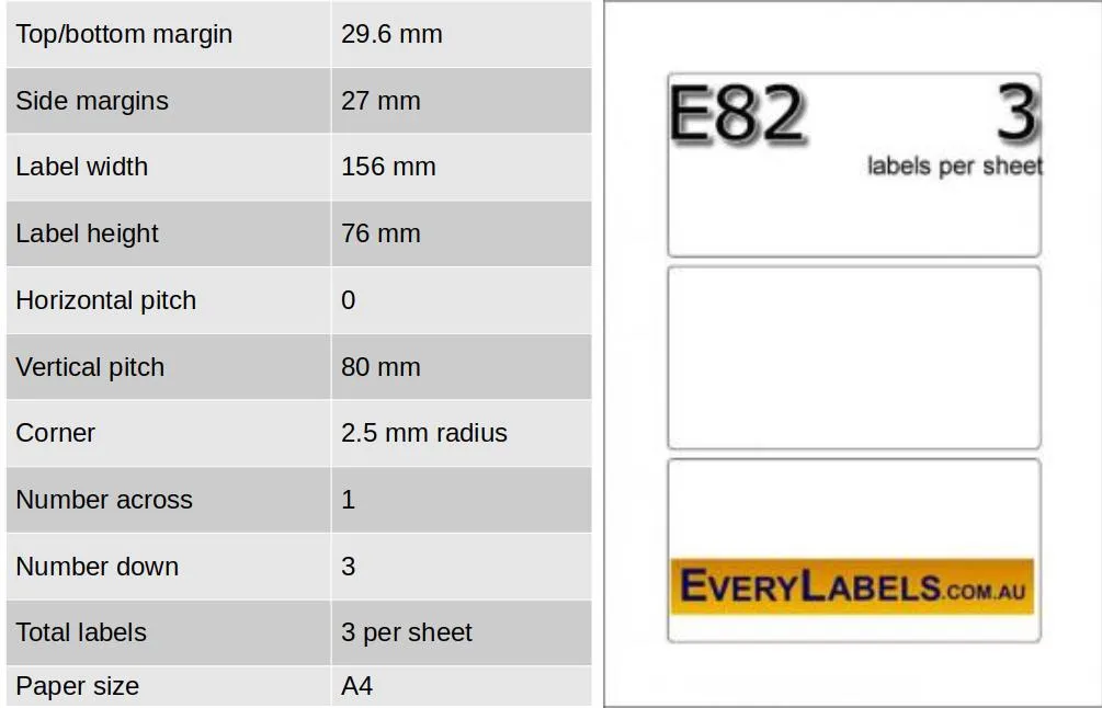 e82 rectangle self adhesive blank labels