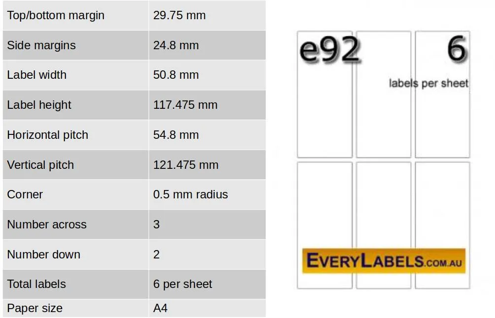 e92 rectangles self adhesive blank labels